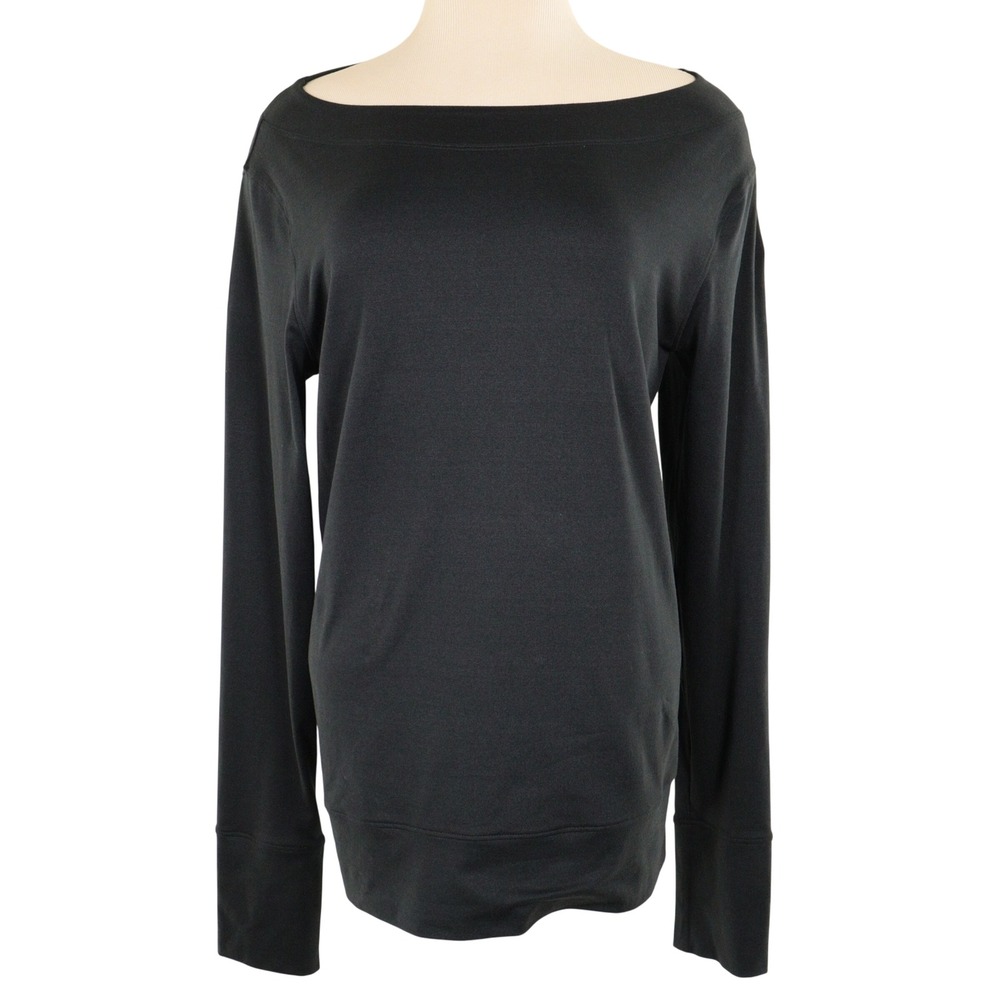 ExOfficio Long Sleeve Womens Shirt Top Performance Stretch Boat Neck Black Sz L